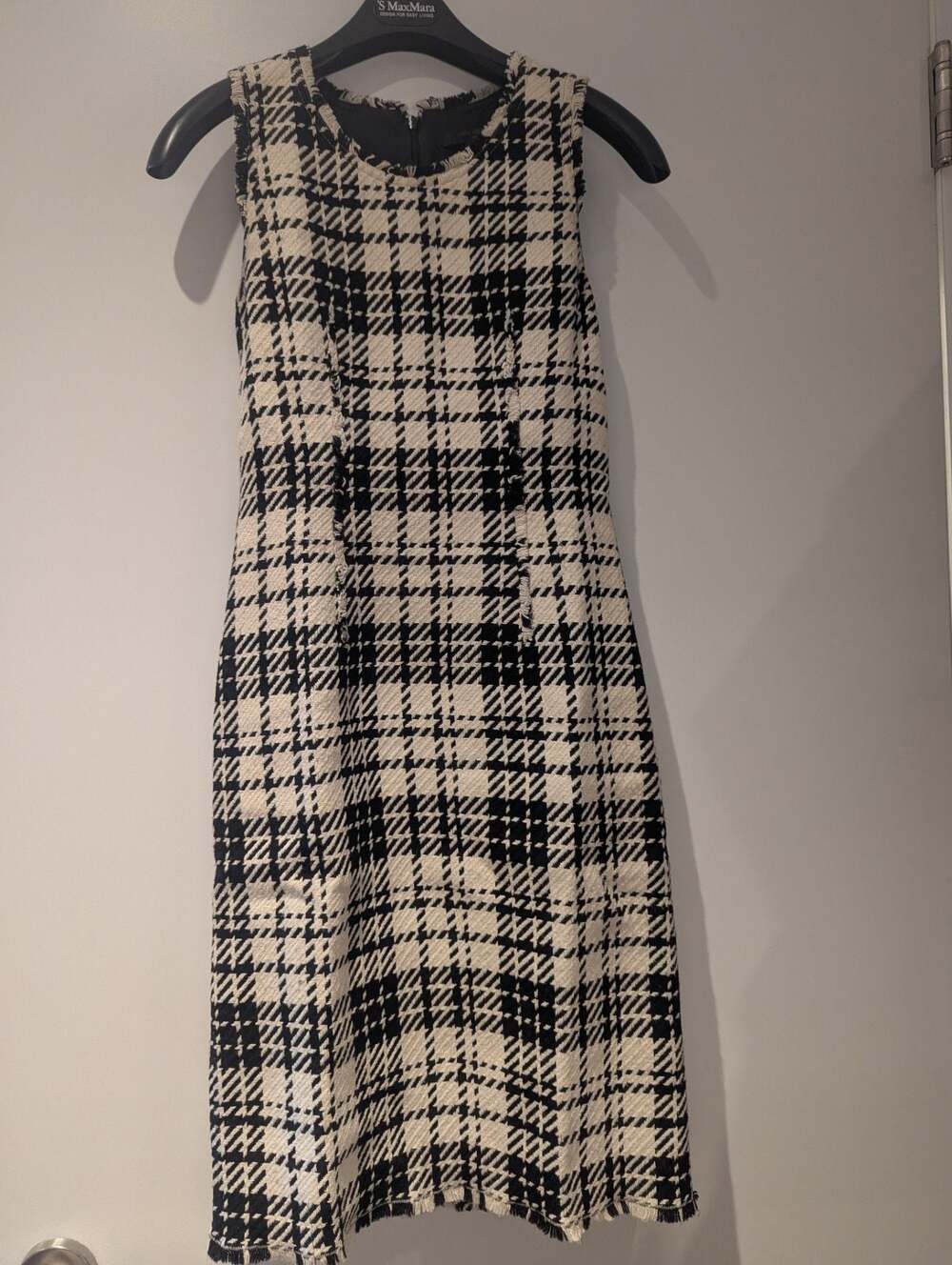 Louis Vuitton Black & White Plaid Cotton Mini Dress Size 36 FR Made In France